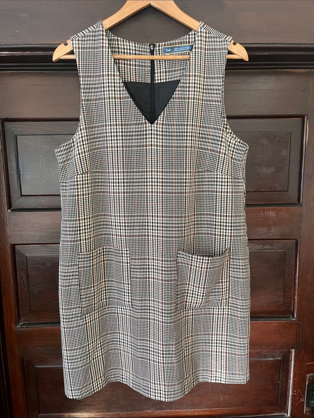 Twik Lab Plaid Sleeveless Shift Dress - Black & White Medium